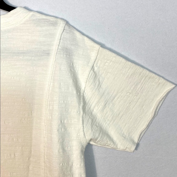 Mododoc French Terry Long Half Sleeve Loose Fit Sweatshirt Top Ivory Sz Small - Picture 10 of 11